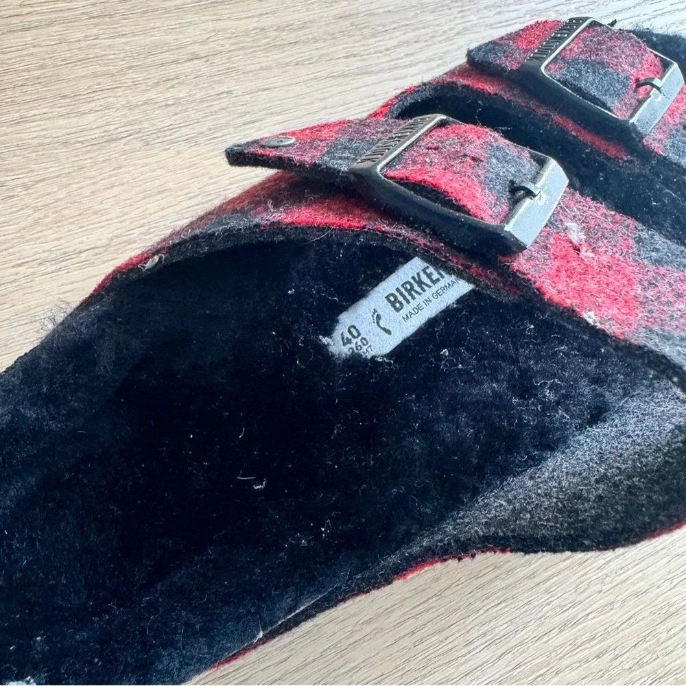 Birkenstock Sherling Checkered Sandals Size 40 - Picture 3 of 6